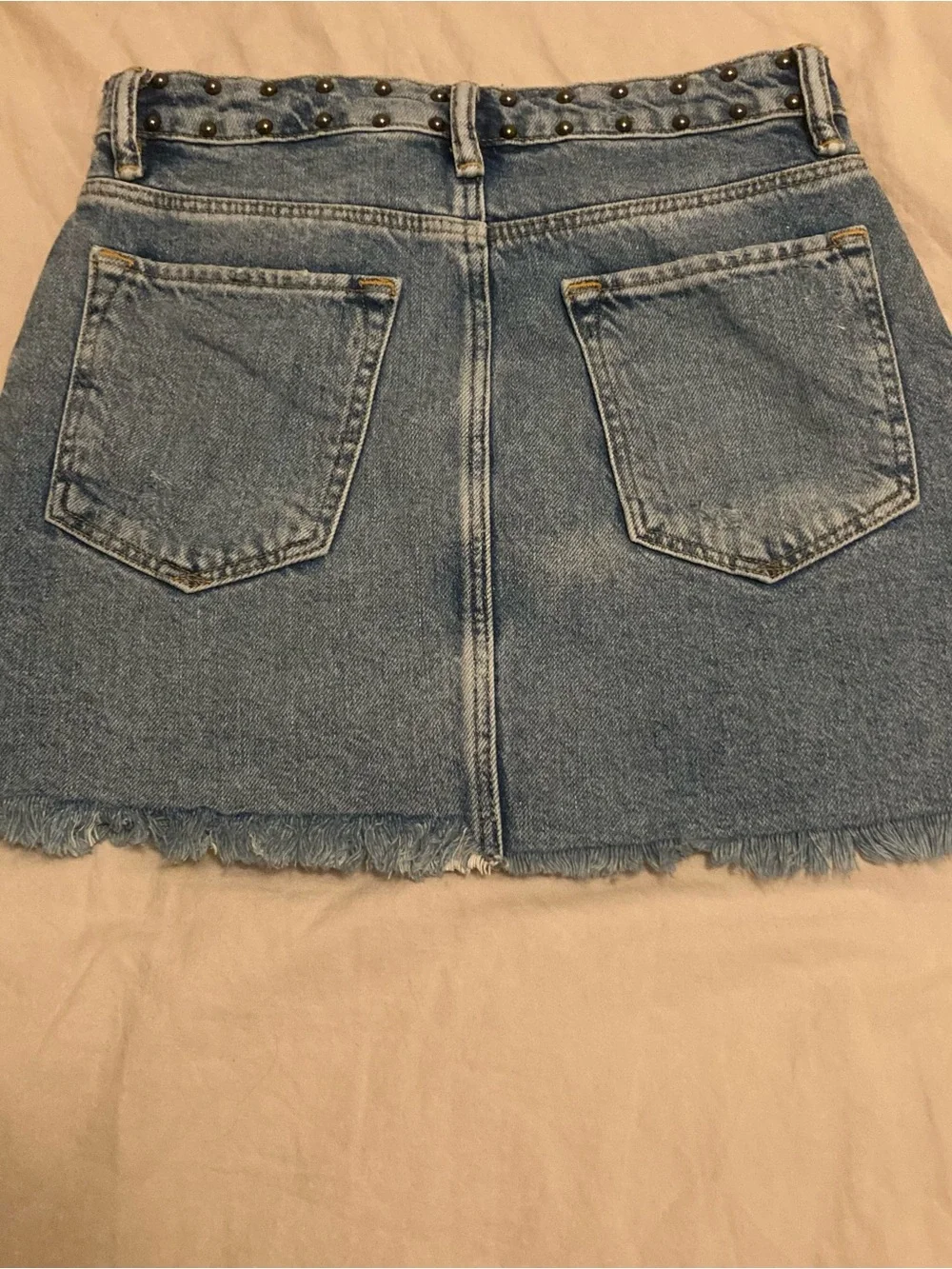 All Saints Studded Blue Denim Mini Skirt size US 0